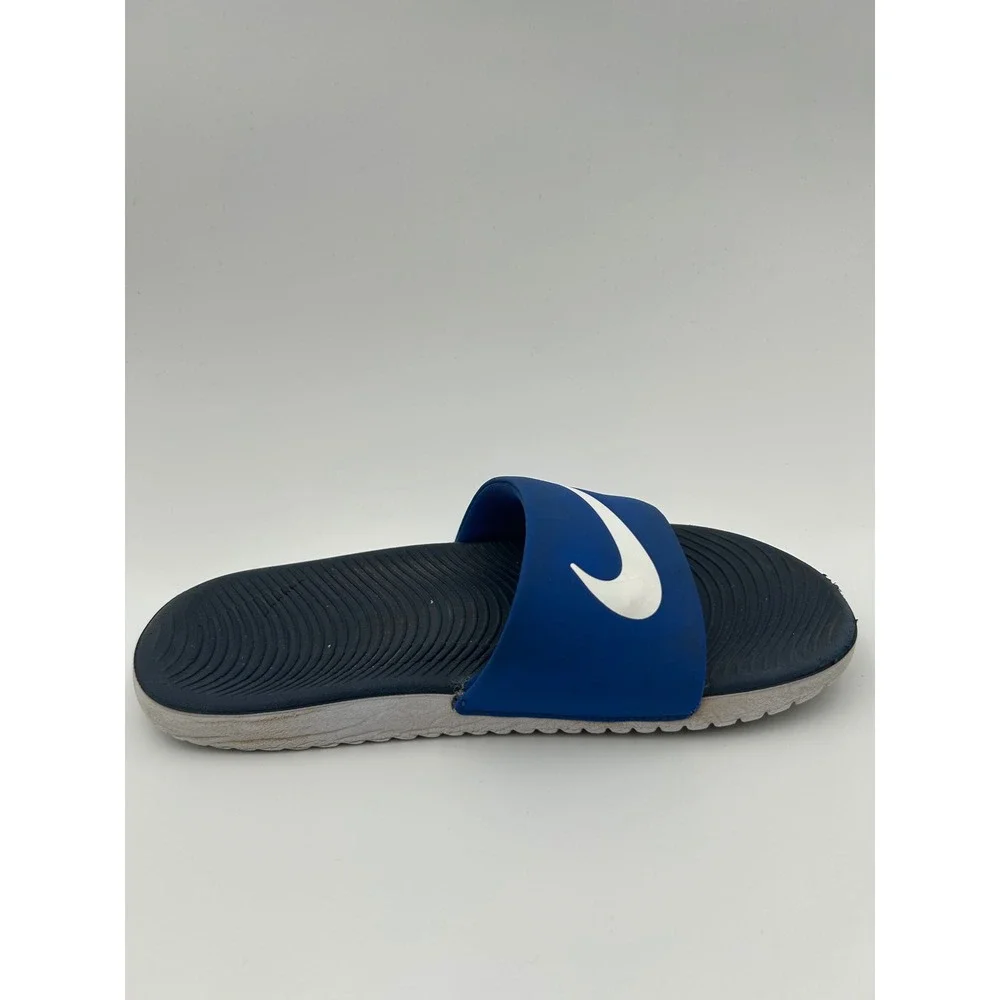 Nike Kawa Slides Boys Size 4.5 Royal Blue Navy Athletic Slip On Sandals 5227